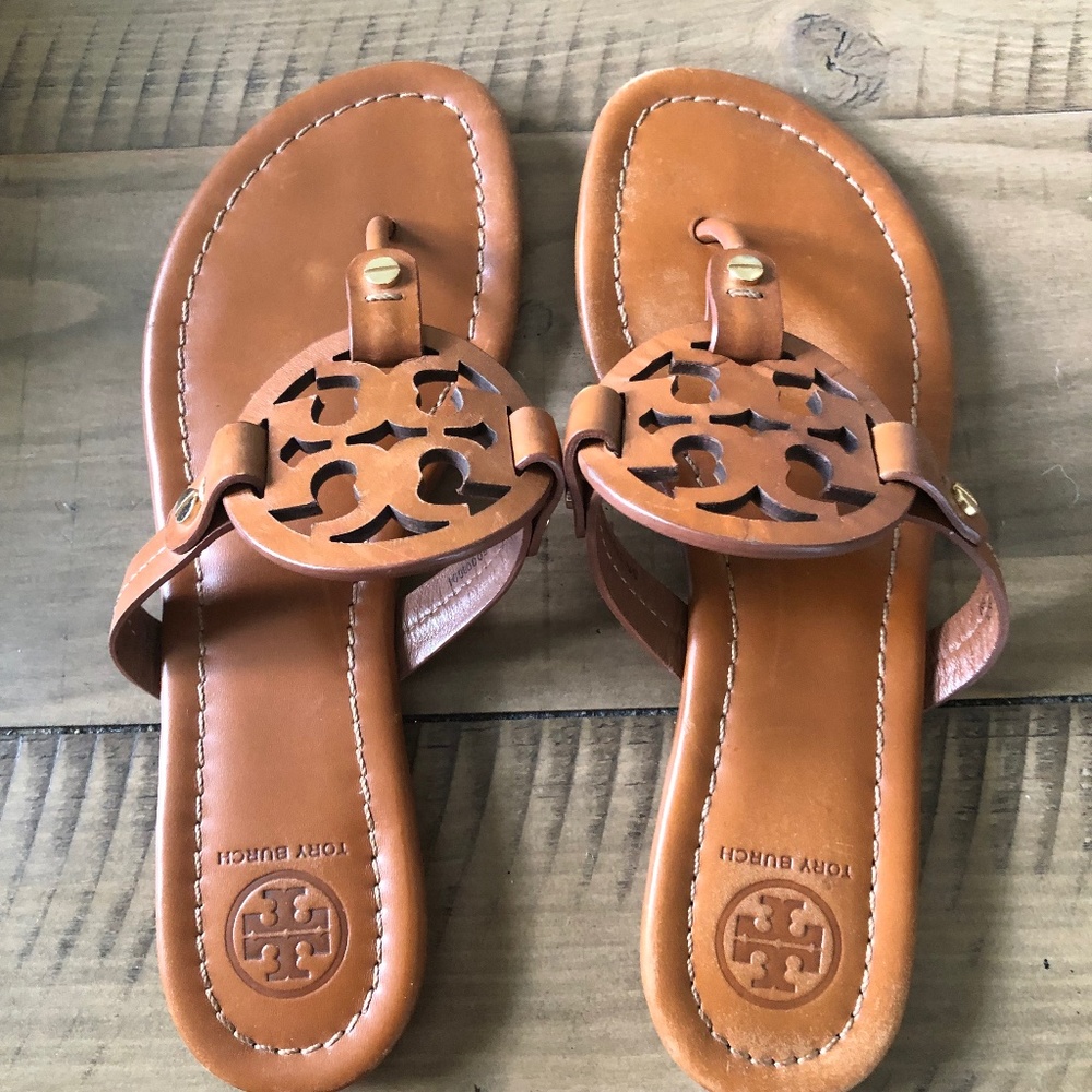 Tory Burch Miller Sandals Brown Leather Size 5.5
